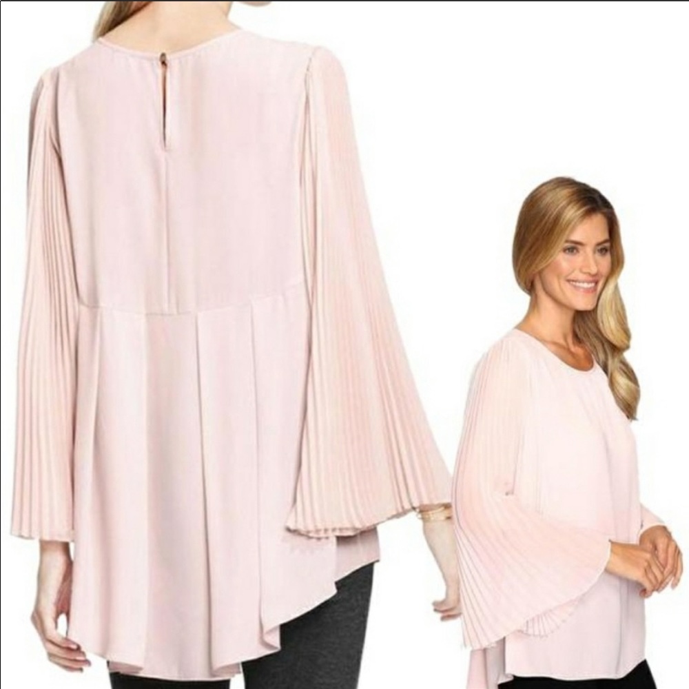 Vince Camuto. Blush long sleeve sheer top. Size S.
